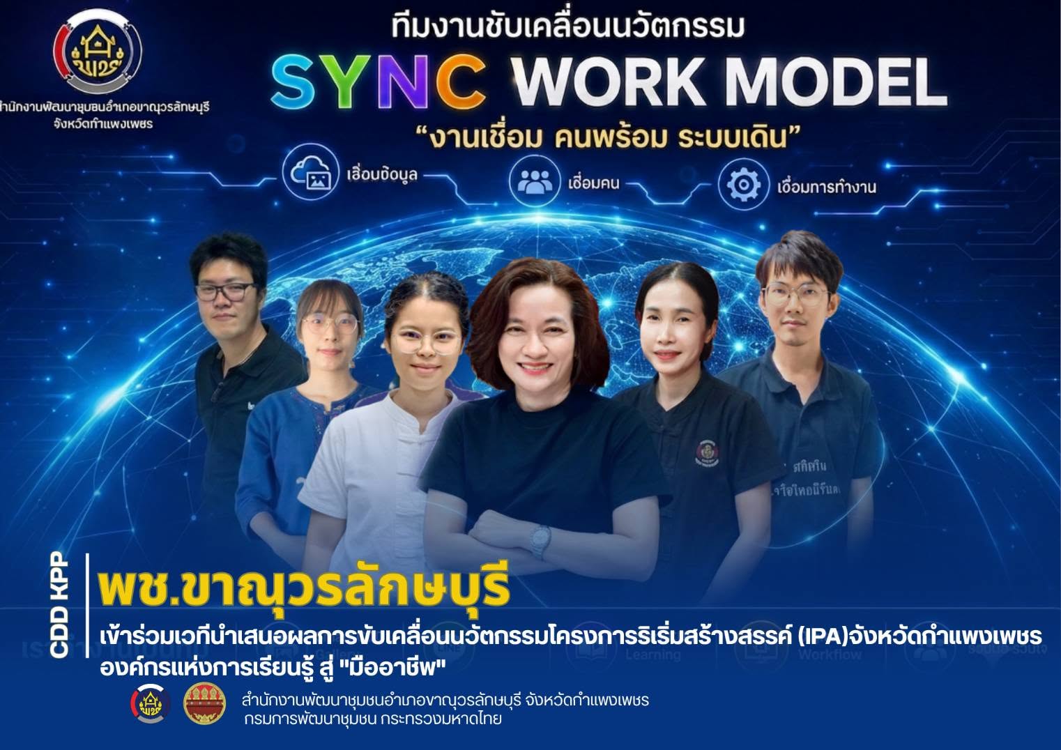 พช.ขาณุวรลักษบุรี เข้าร่วมเวทีนำเสนอผลการขับเคลื่อนนวัตกรรมโครงการริเริ่มสร้างสรรค์ (IPA)จังหวัดกำแพงเพชร องค์กรแห่งการเรียนรู้ สู่ "มืออาชีพ"  กิจกรรม 1 IPA Happy Next